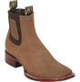 Los Altos Men's Wide Square Toe Suede Leather Short Boots - Taupe 82BE6361 - Los Altos Boots