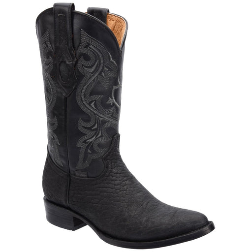 Men's Genuine Bull Shoulder Leather J-Toe Boots - Black - Rodeo Imports
