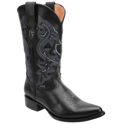 Men's Genuine Deer Leather J-Toe Boots - Black - Rodeo Imports