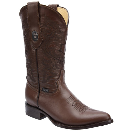 Men's Genuine Deer Leather J-Toe Boots - Brown - Rodeo Imports