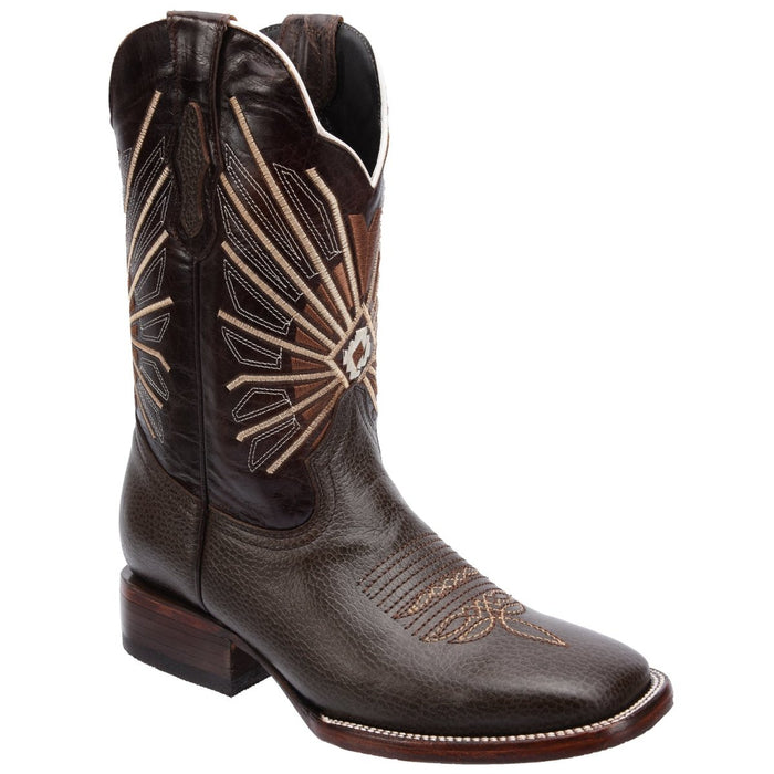 Men's Genuine Floter Leather Square Toe Boots - Dark Brown - Rodeo Imports