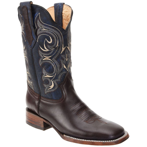 Men's Genuine Pull Up Leather Square Toe Boots - Brown - Rodeo Imports