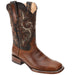 Men's Genuine Pull Up Leather Square Toe Boots - Light Brown - Rodeo Imports