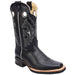 Men's Genuine Pull Up Leather Square Toe Boots Rubber Sole - Black - Rodeo Imports
