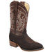 Men's Genuine Suede Leather J-Toe Boots - Chocolate - Rodeo Imports