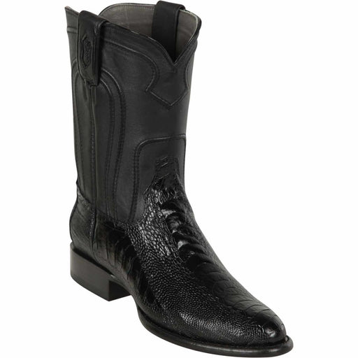 Men's Los Altos Original Ostrich Leg Boots Roper Toe - Black 690505 - Los Altos Boots