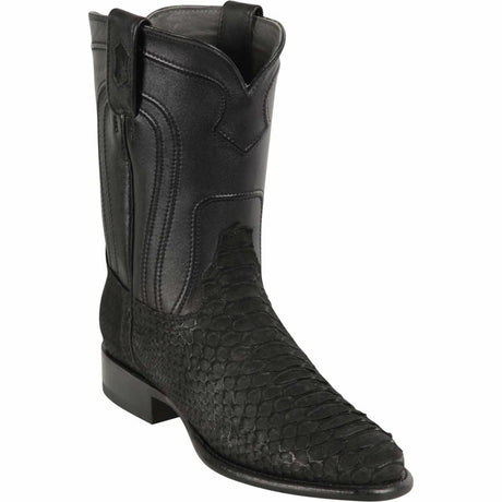 Men's Los Altos Original Python Boots Roper Toe - Black Nubuck 69N5705 - Los Altos Boots