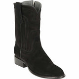 Western Genuine Suede Roper Round Toe Boots With zipper Black Color - Los Altos Boots - Side View