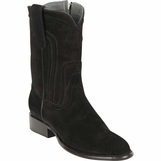 Men's Los Altos Original Suede Leather Boots Roper Toe with Zipper - Black 69Z6605 - Los Altos Boots
