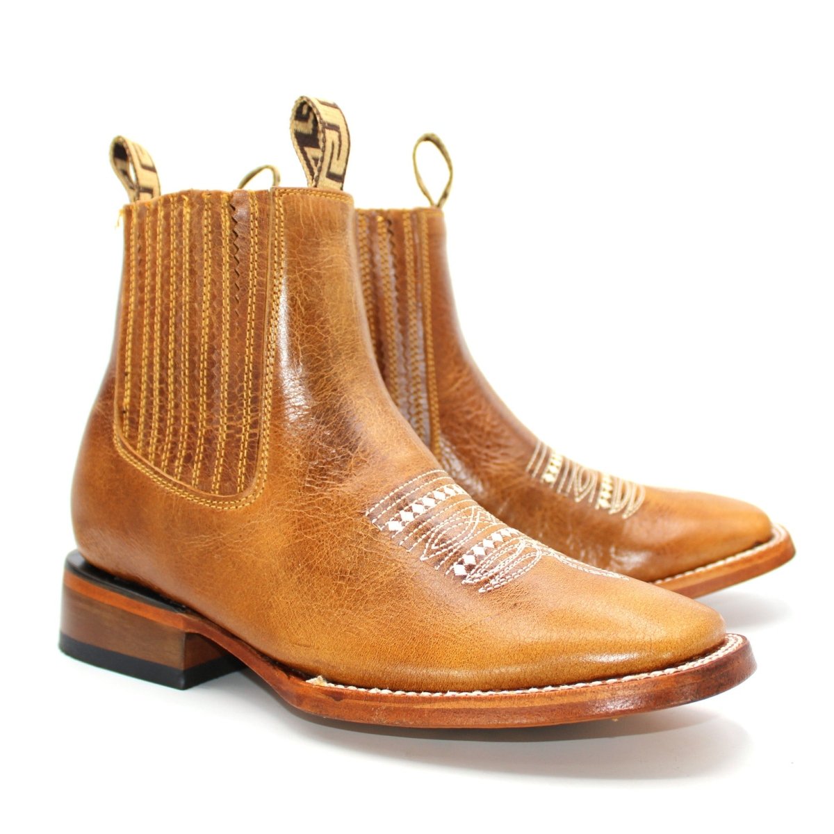 Original Leather Ankle Boots Wide Square Last Honey Color - Hooch Boots - 10.5 Original Leather Ankle Boots Wide Square Last Honey Color - Hooch Boots - 10.5