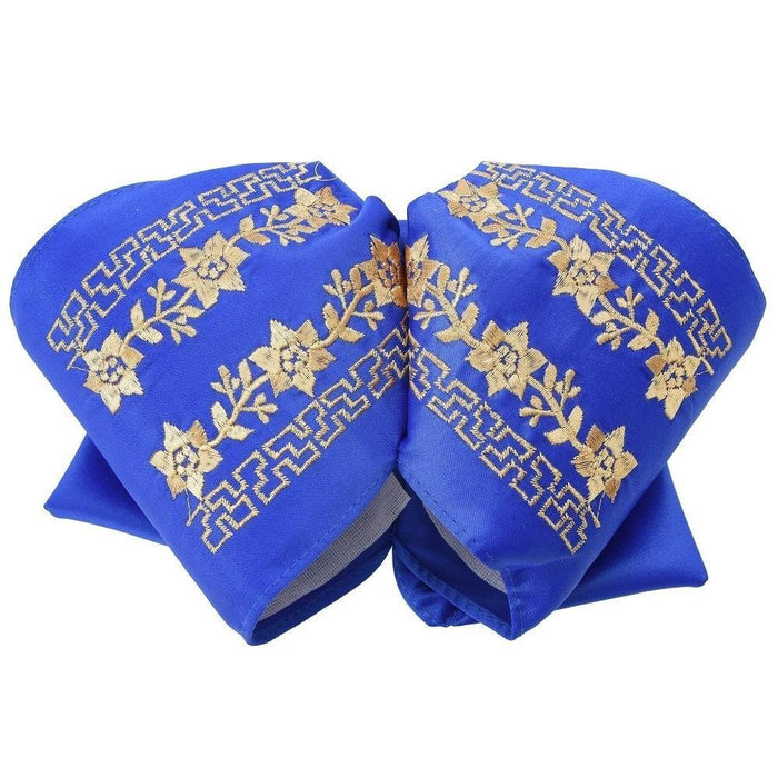 Moño Charro Bordado Color Azul Rey con Hilo Dorado imp-72546 ...