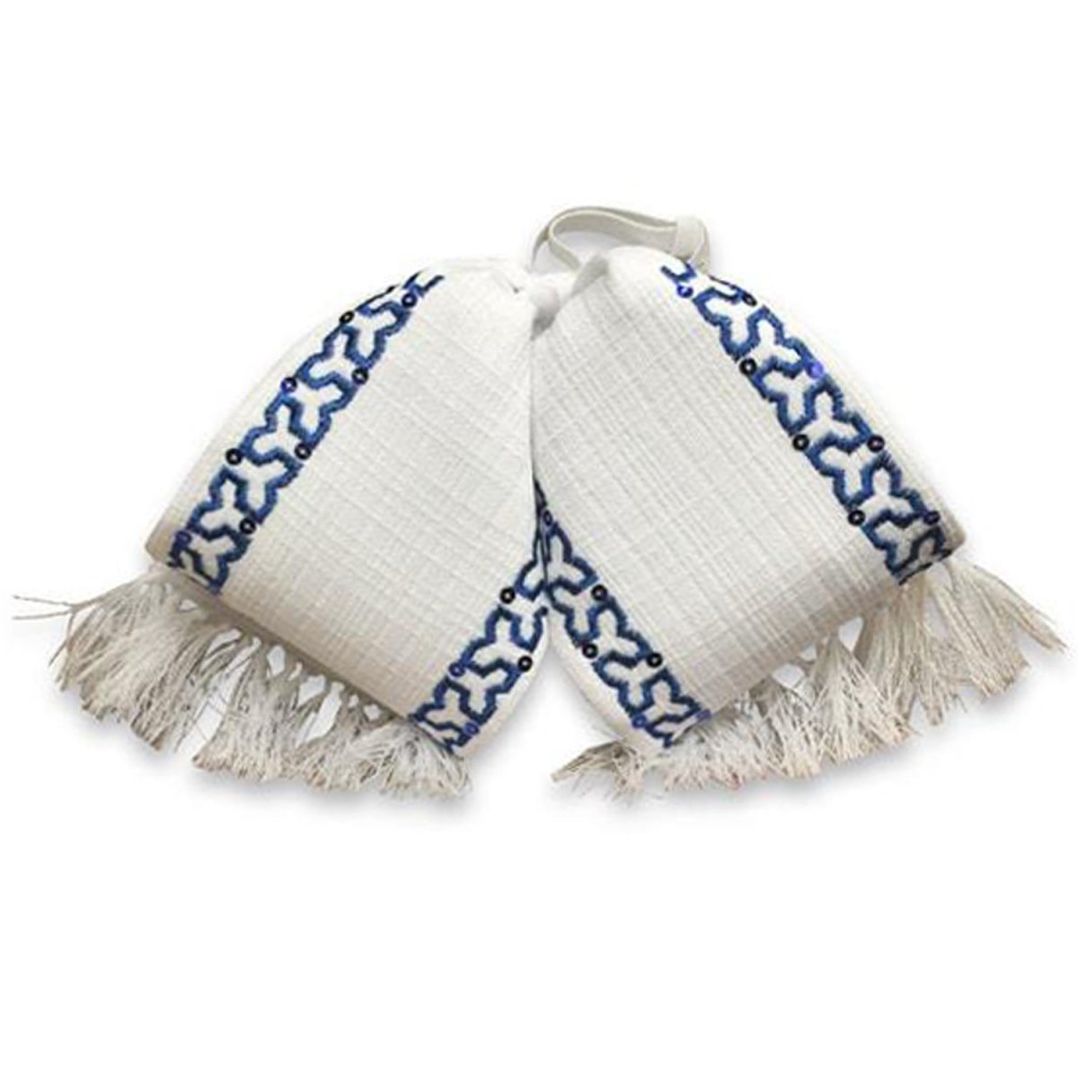 Moño Charro Bordado Color Blanco con Azul WD-973 - White Diamonds Boots