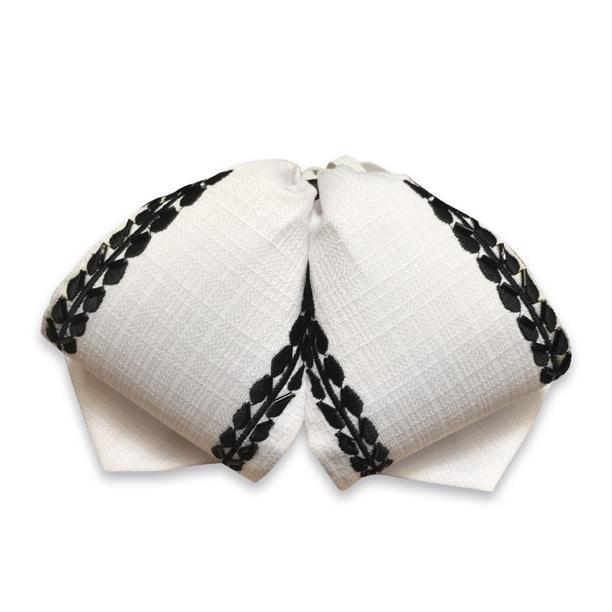 Moño Charro Bordado Color Blanco con Negro WD-980 - White Diamonds Boots