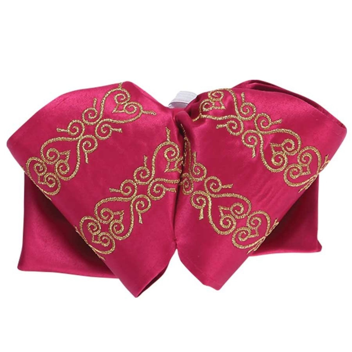 Moño Charro Bordado Color Fiusha con Hilo Oro GEN-600131 - Impormexico