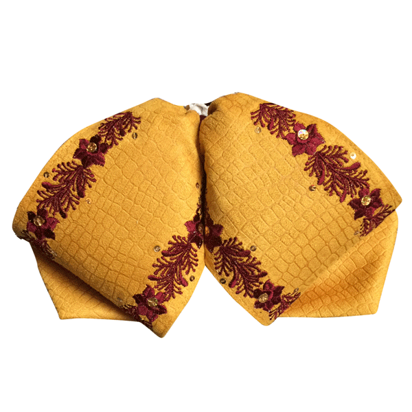 Moño Charro Bordado Color Mostaza con Vino Bordado WD-997 - White Diamonds Boots