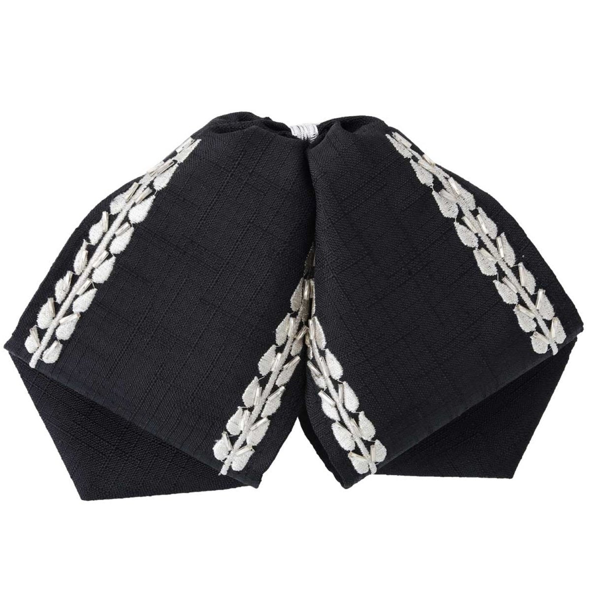 Moño Charro Bordado Color Negro con Blanco Bordado WD-981 - White Diamonds Boots