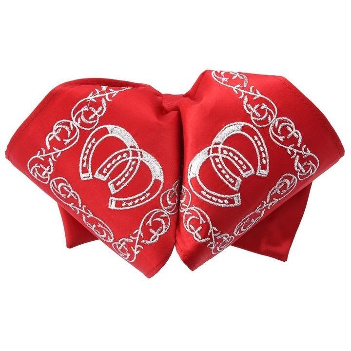 Moño Charro Bordado Color Rojo con Hilo Plateado imp-72520 - Impormexico