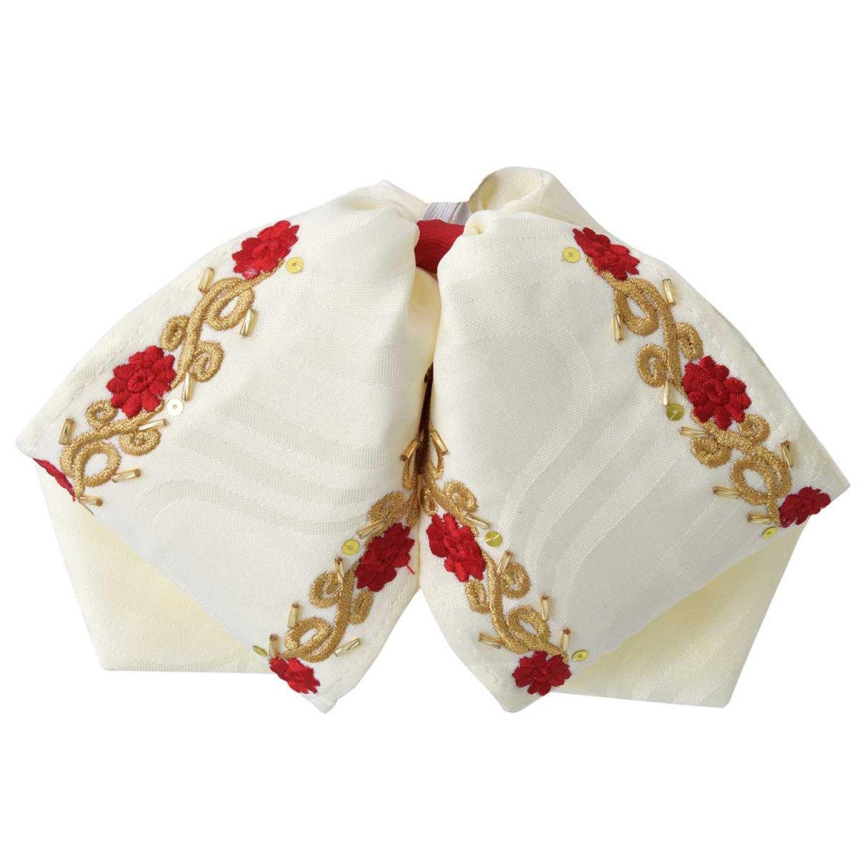 Moño Charro Fino Color Beige con Rojo WD-963 - White Diamonds Boots