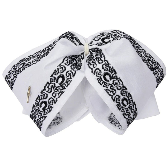 Moño Charro Fino Color Blanco con Negro White Diamonds WD-958 - White Diamonds Boots