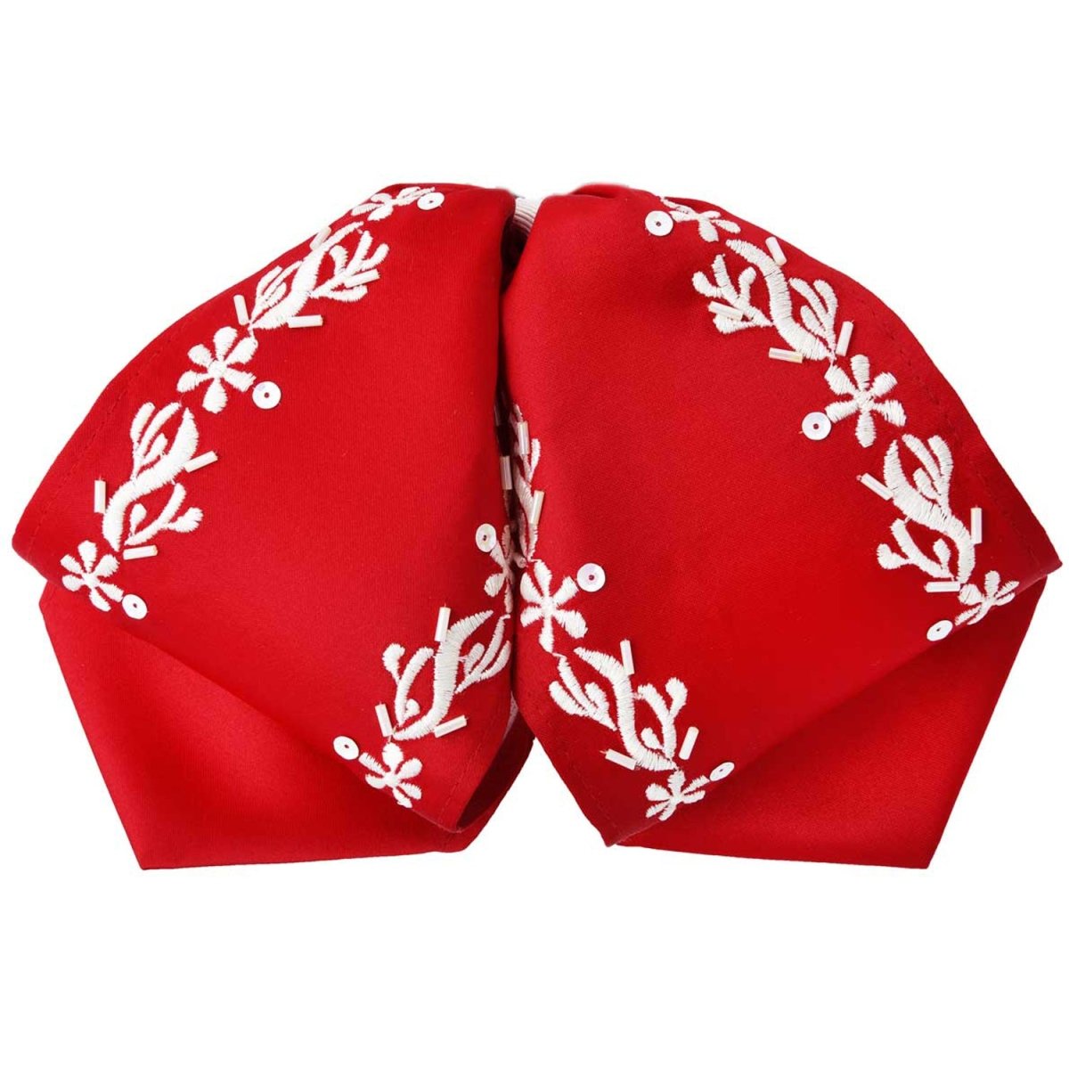 Moño Charro Fino Color Rojo con Blanco WD-923