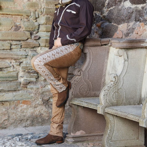 Pantalon Charro para Adulto de Gamuzina en Color Beige con Blanco WD-1801BECO - White Diamonds Boots