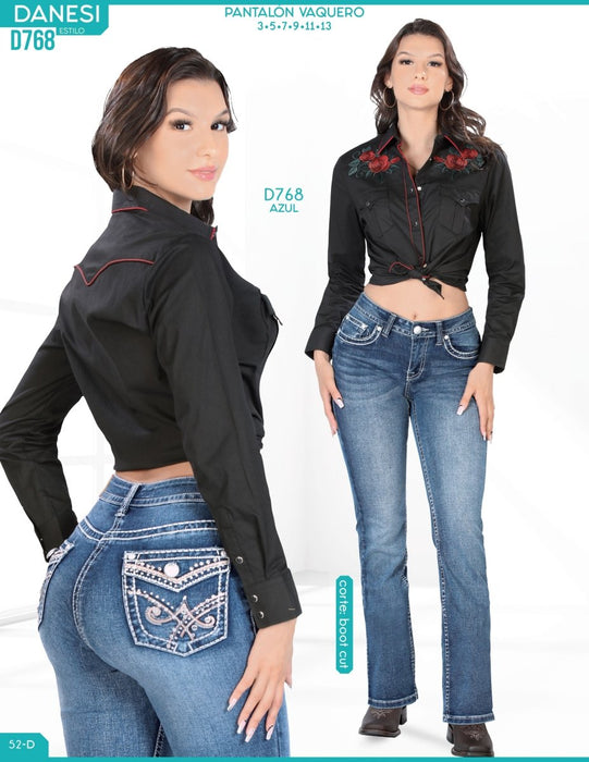 Pantalón Vaquero Boot Cut Para Mujer Danesi Jeans D768
