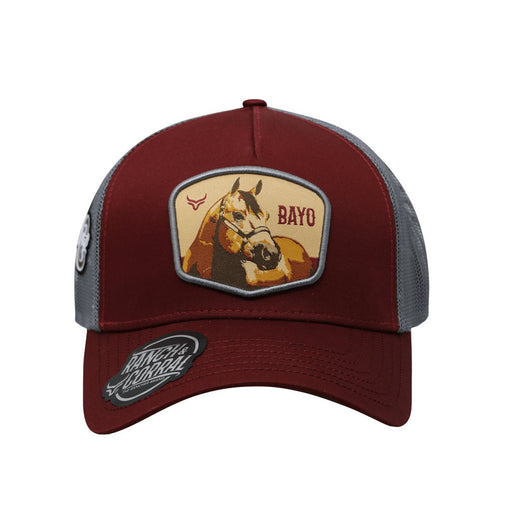 Ranch & Corral Trucker Hat with Horse, Burgundy - Hooch