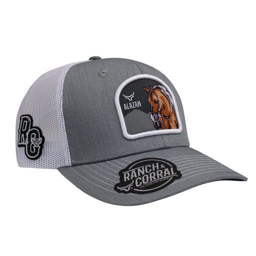 Ranch & Corral Trucker Hat with Horse, Gray and white - Hooch