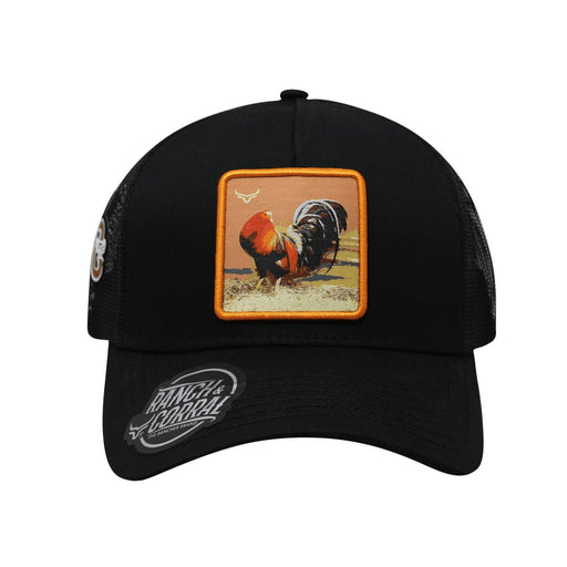 Ranch & Corral Trucker Hat with Patch Black Rooster - Hooch