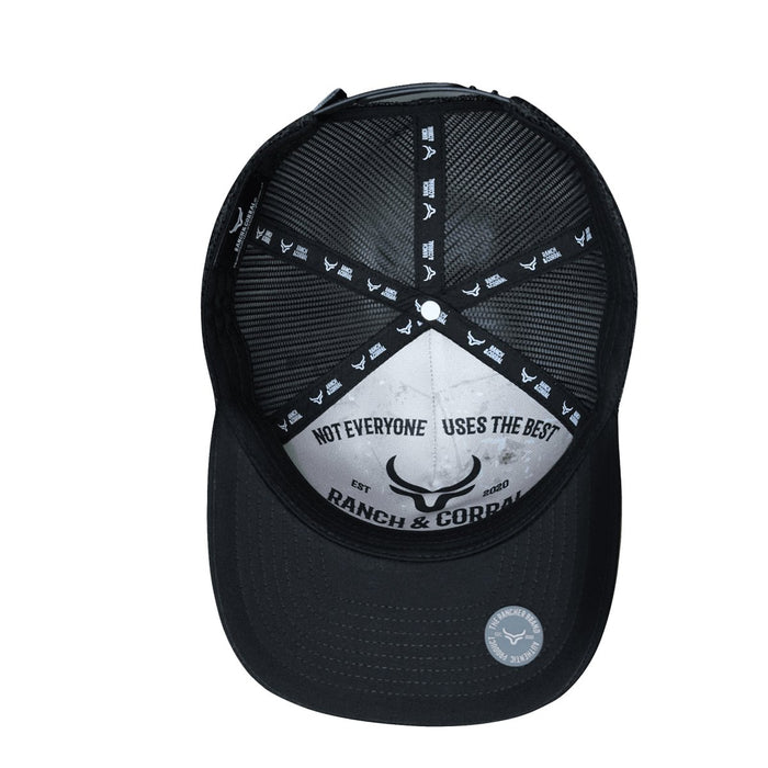 Ranch & Corral Trucker Hat with Rooster Black on Black - Hooch