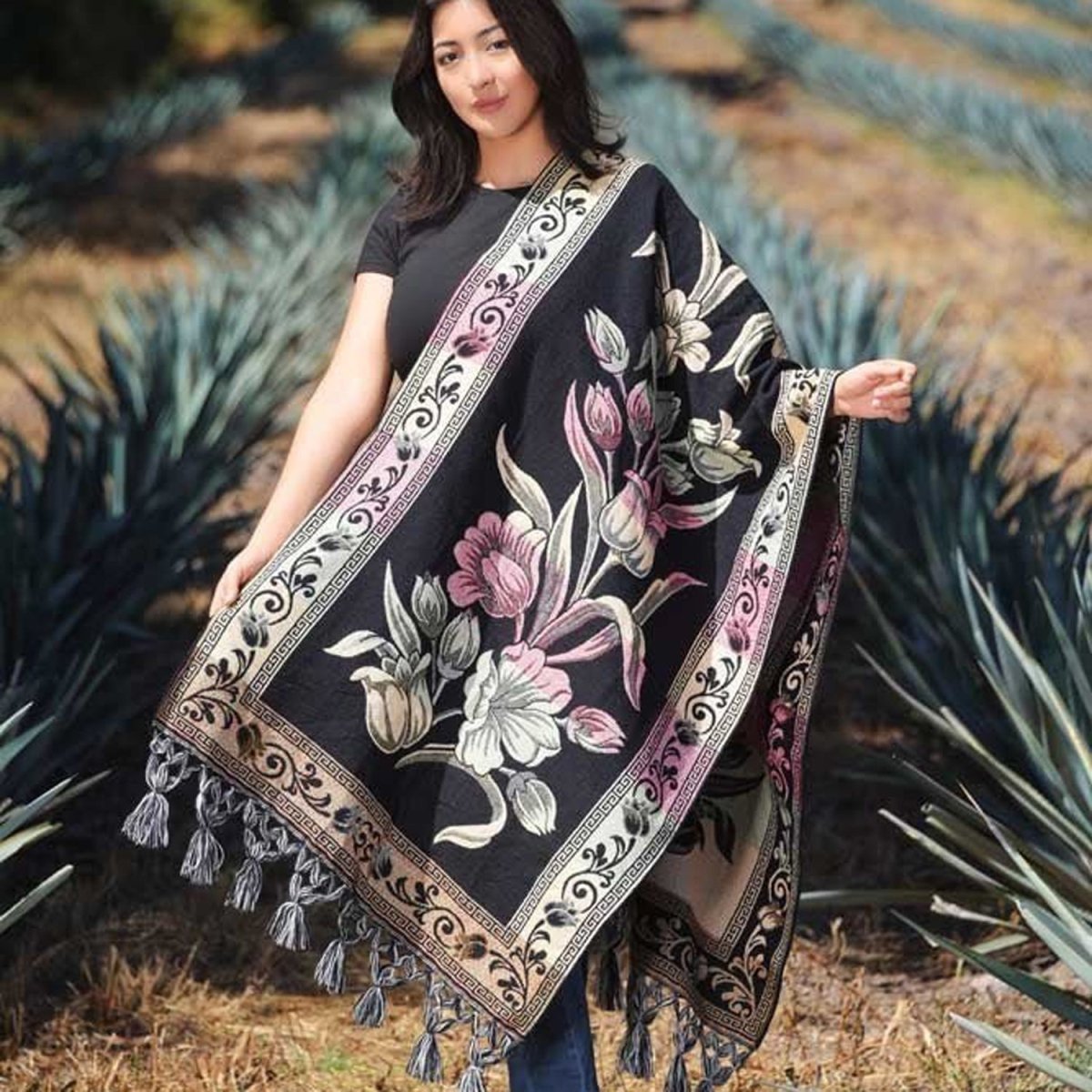 Rebozo Flor de Tulipan Multicolores IMP-79274 - ImporMexico