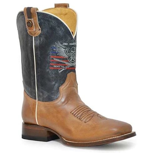 Roper 2nd Amendment CCS Rider Men's Square Toe Leather Boots - Tan - Tin Haul Boots