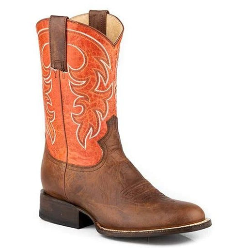 Roper Rowdy Men's Round Toe Leather Boots - Tan - Tin Haul Boots
