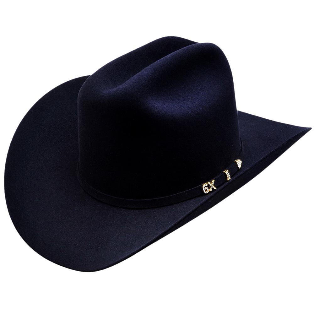Black Serratelli 6X felt western hat with traditional cattleman crown and premium wool blend
