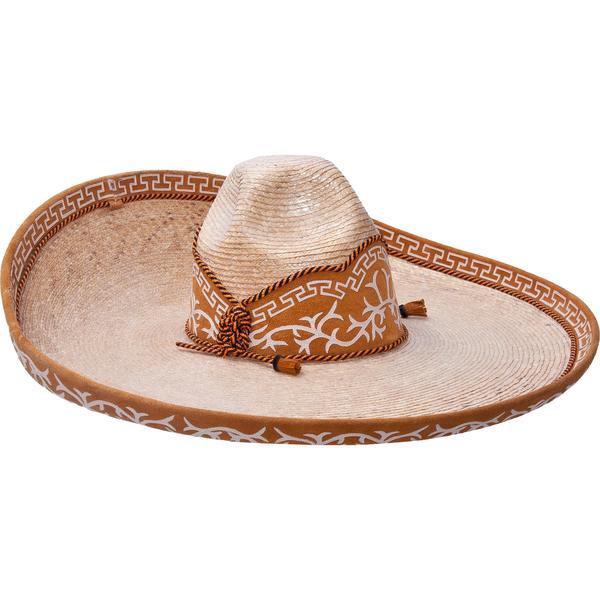 Vintage leather Stone Wheat Straw Sombrero Charro Galoneado hat Fine Straw Charro Hat with Natural and Brown Braiding WD-842  main image 4