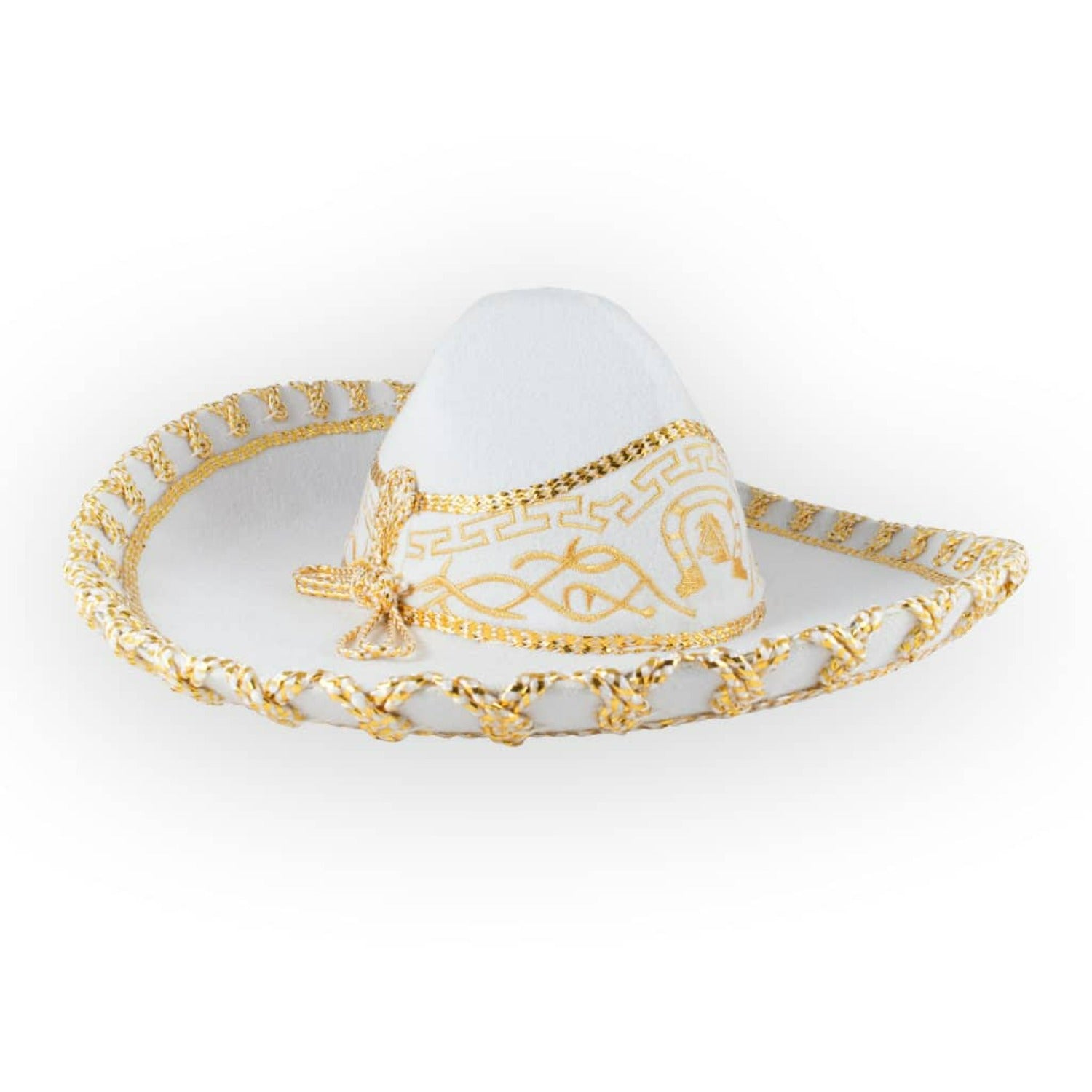 Sombrero Infantil Terciopelo Blanco con Oro —