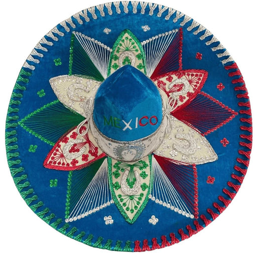 Sombrero de Charro Bordado en Azul y Tricolor "Mexico" RD-SCLBLUE - Rodeo Durango