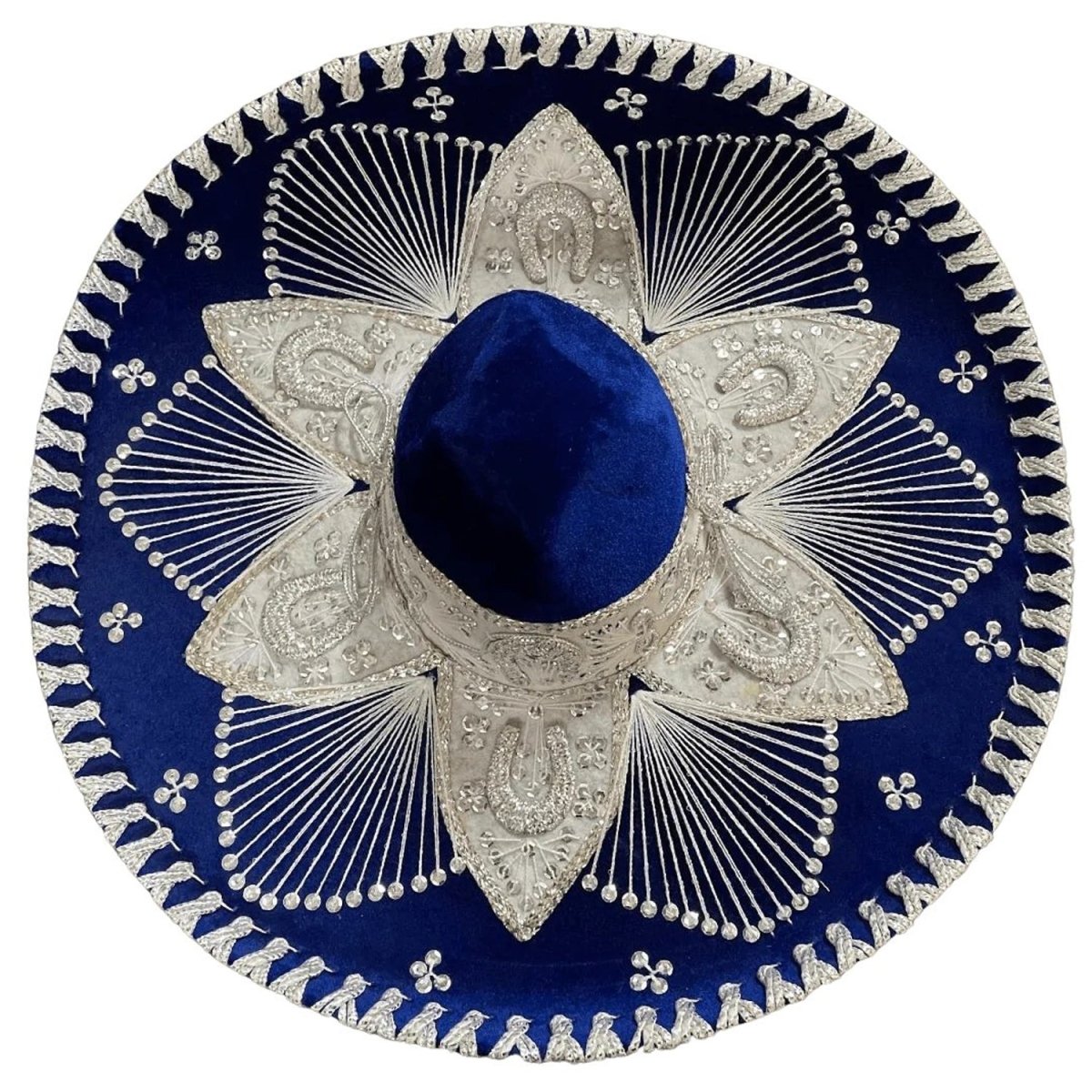 Sombrero de Charro de Gala Bordado Fino Hilo Metálico para Hombre Color Azul - Impormexico
