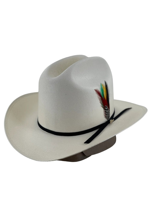 Sombrero Morcon 1,000X Estilo El Fantasma con Plumas y Liston Negro - Rodeo Durango