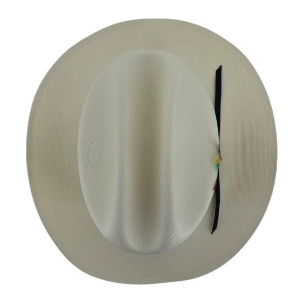 Sombrero Morcon 1,000X Estilo El Fantasma con Plumas y Liston Negro - Rodeo Durango