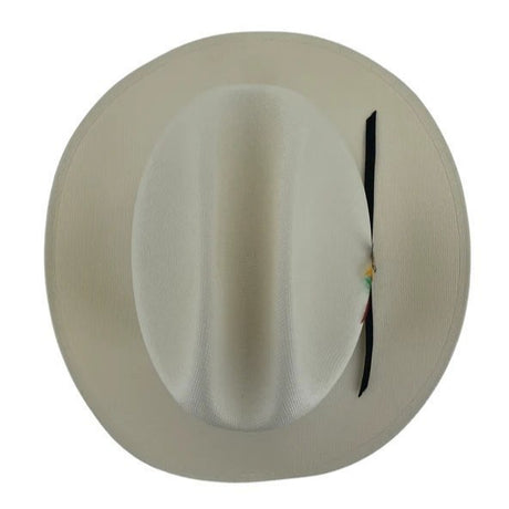 Sombrero Morcon 1,000X Estilo El Fantasma con Plumas y Liston Negro - Rodeo Durango