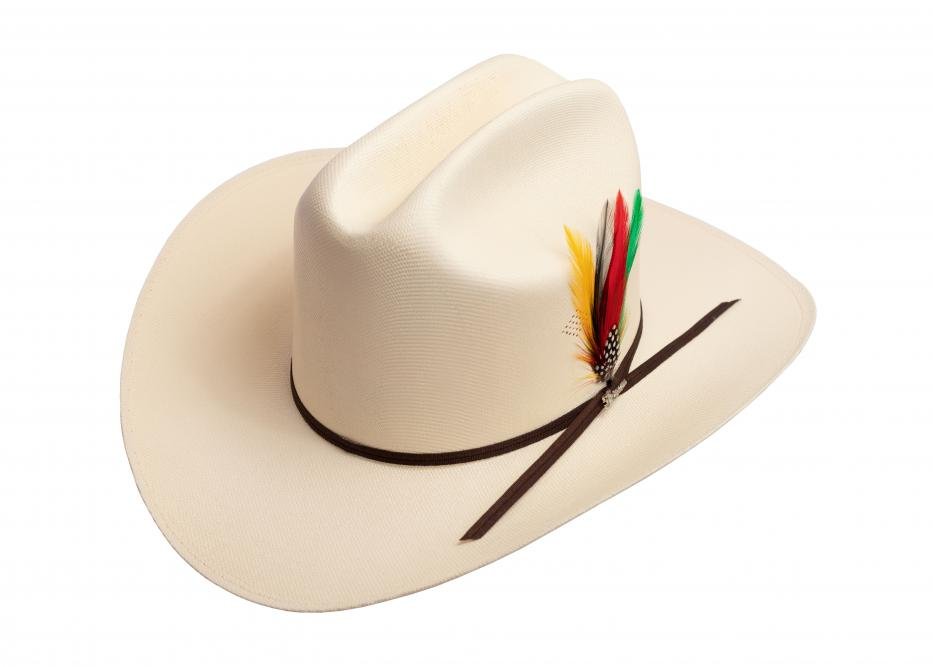 Sombrero Morcon 1,000X Horma Sinaloa con Plumas y Liston Negro Ala 3 1/4" - Rodeo Durango