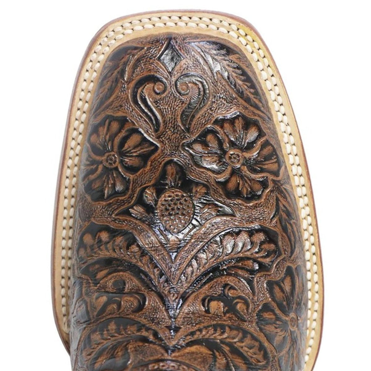 Tanner Mark Men's Archer Hand Tooled Square Toe Boots Brown TM201707