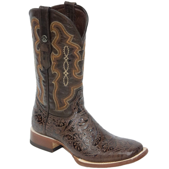 Tanner Mark Men's Archer Hand Tooled Square Toe Boots Brown - Tanner Mark Boots