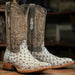 Tanner Mark Men's "Bois D'Arc" Full Quill Ostrich Square Toe Boots Light Brown - Tanner Mark Boots