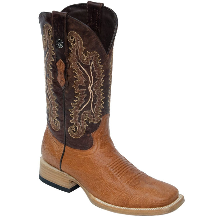 Tanner Mark Men's Bosque Genuine Smooth Ostrich Square Toe Boots Brandy - Tanner Mark Boots