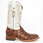 Tanner Mark Men's Print Monster Fish Square Toe Boots Cognac TM201715