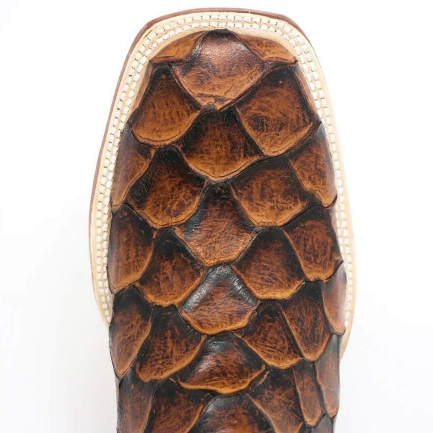 Mark Women's Pistol Print Monster Fish Square Toe Boots Cognac