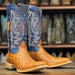 Tanner Mark Men's Genuine Full Quill Ostrich Square Toe Boots Brandy - Tanner Mark Boots