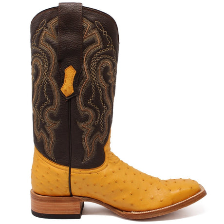 Tanner Mark Men's Genuine Full Quill Ostrich Square Toe Boots Buttercup TMX200503 - Tanner Mark Boots